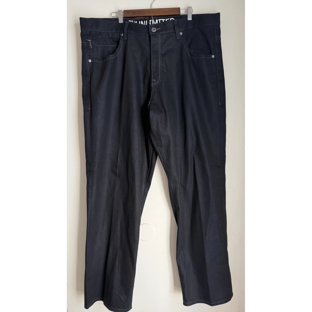 Ecko Unltd Jeans 44x35 Black Relaxed Y2K Hip Hop Baggy Logo Denim - Picture 6 of 12